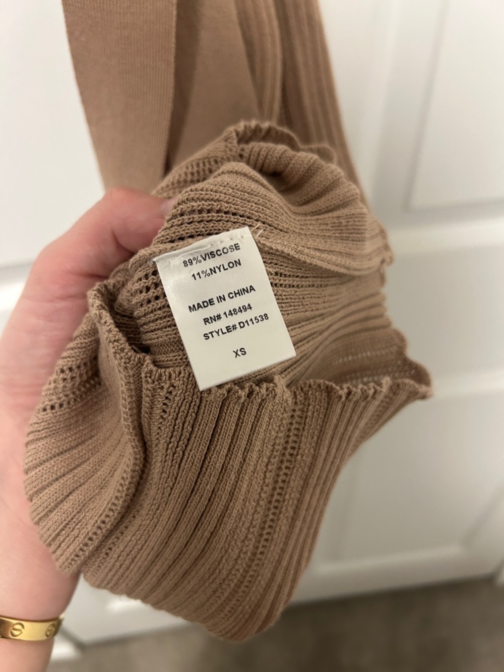 Brown Ribbed Midi Dress - Picture 7 of 8
